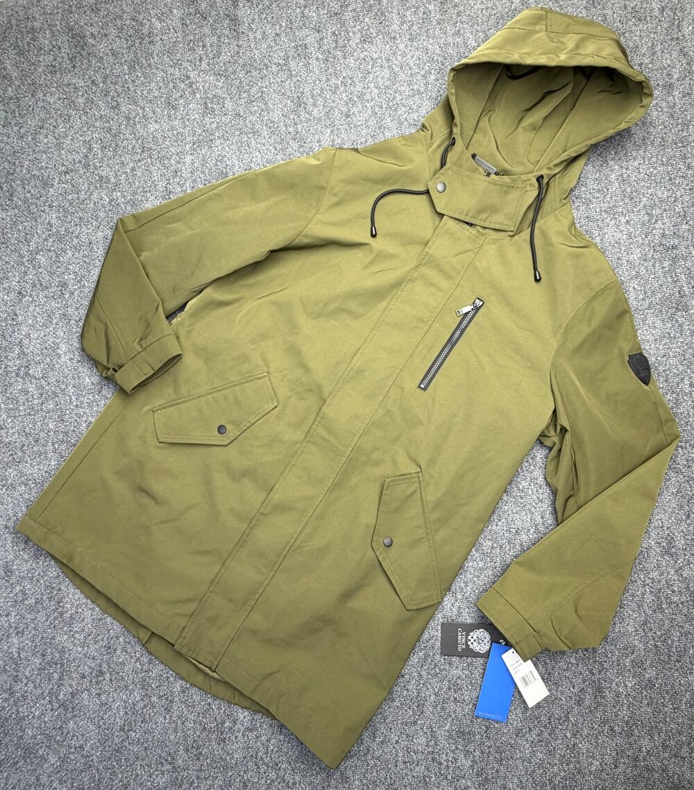Vince Camuto Mens Large Olive Hooded Anorak Jacket Water Resistant NWT